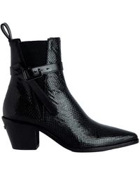 Zadig & Voltaire - Tyler Python-Effect Leather Ankle Boots - Lyst