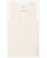 Zadig & Voltaire - Sayani Sleeveless Knit Top With Brooch - Lyst