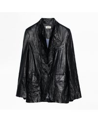 Zadig & Voltaire - Verys Blazer Crinkled Leather - Lyst