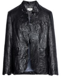 Zadig & Voltaire - Verys Blazer Crinkled Leather - Lyst
