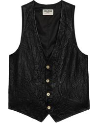 Zadig & Voltaire - Emilie Crinkled Leather Waistcoat - Lyst