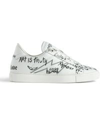 Zadig & Voltaire - La Flash Branded-text Leather Trainers - Lyst