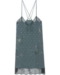Zadig & Voltaire - Calissa Butterfly-embroidered Silk Midi Slip Dress - Lyst