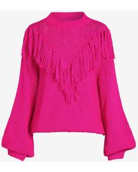 Zaful - Daily Crew Neck Lantern Sleeve Tassel Solid Color Jumper Pullover Sweater - Lyst