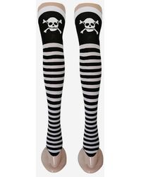 Zaful Fashion Striped Skull Pattern Halloween Stockings - Black