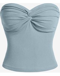 Zaful - Strapless Ribbed Jersey Twisted Bustier Tube Top - Lyst