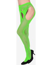 Zaful Fashion Colored Open Crotch Sexy Cutout Thin Tights - Green