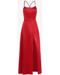 Zaful Maxi vestido de fiesta de graduación de abertura alta con escote pronunciado en espalda - Rojo