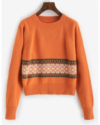 Zaful - Graphic Raglan Sleeve Jumper Sweater - Lyst