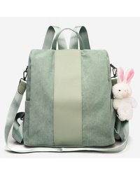 Zaful Mini sac à dos avec pendentif en velours cotelé motif lapin - Vert