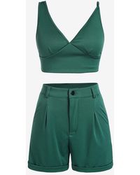 Zaful Set de bikini sin aros con cintura alta - Verde