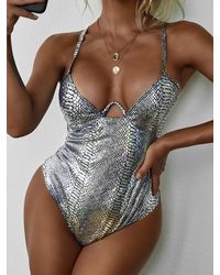 Zaful Fashion sport maillot de bain peau de serpent métallisé à armature une-pièce online shop