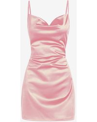 Zaful Mini Dress 90s Sheeny Draped Slip Satin Cocktail Dress Xs Light Pink