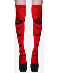 Zaful Fashion Halloween Costume Bat Graphic Stockings - Red