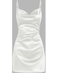 Zaful Vestido de jacquard drapeado sin mangas xs blanco