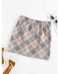Zaful Plaid Elastic Waist Mini Skirt - Multicolor