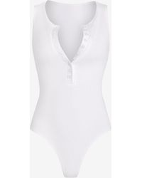 Femme Vêtements Articles de lingerie Bodys Body côtelé boutonné sans manches online jewelry Zaful en coloris Blanc 