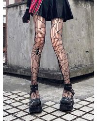 Zaful Fashion Skulls Fishnet Halloween Tights - Black