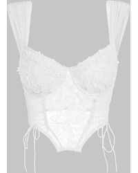 Zaful Corset fleuri applique en tulle transparent à lacets à armature xs blanc