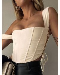 Zaful - Sexy Going Out Lace Up Boned Detail Square Neck Solid Color Corset Style Tank Top - Lyst