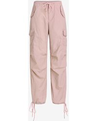 Zaful Drawstring Wide Leg Parachute Cargo Pants - Pink