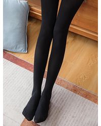 Zaful Fashion Winter Warm Stretchy Thermal Fleece Lined High Waist Footed Tights - Black