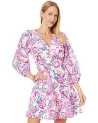 Lilly Pulitzer - Deacon 3/4 Sleeve V-Neck Dress, Cotton - Lyst