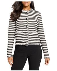 NIC+ZOE - Striped Fringe Mix Femme Knit Jacket Jacket Xl (Us 16-18) Cotton/Modal - Lyst