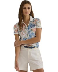 Lauren by Ralph Lauren - Petite Floral Pique Polo Shirt - Lyst