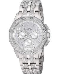 bulova men's crystal stainless steel quartz watch 98c109