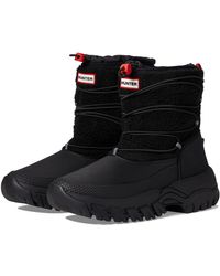 hunter original wanderer short sherpa snow boot in white