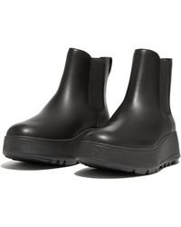 Fitflop - F-mode Waterproof Leather Flatform Chelsea Boots - Lyst