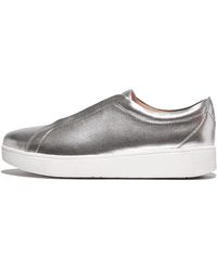 Fitflop - Rally Elastic Metallic Leather Slip-on Sneakers - Lyst