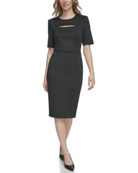 Calvin Klein - Scuba Short Sheath Dress With Cutout Detail - Lyst