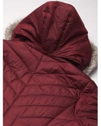 London Fog Zip-up Puffer With Faux Fur Trimmed Hood,taupe,sm - Brown