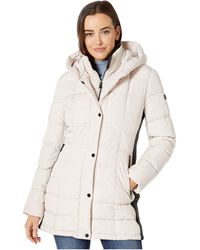 calvin klein mid length side knit packable jacket