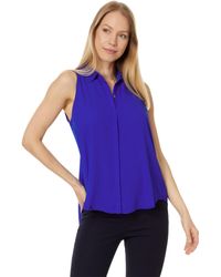 Vince Camuto - Collared Slvlss Button Down Blouse W Pleated Back - Lyst