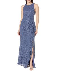Alex Evenings - Long Sleeveless Dress With Cascade Ruffle Detail And Front Slit - Lyst