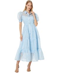 English Factory - Gridded Organza Tiered Maxi Dress - Lyst