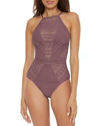 Becca - Color Play Crochet High Neck One-piece - Lyst