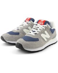 New Balance - 574 In Red/grey Suede/mesh - Lyst