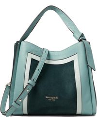 Kate Spade - Knott Color-blocked Pebbled Leather And Suede Medium Crossbody Tote - Lyst