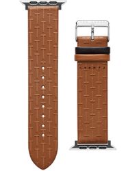 Ted Baker - T-embossed Leather Black Keeper Smartwatch Band Compatible With Apple Watch Strap 42mm, 44mm - Lyst
