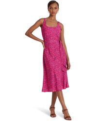 Lauren by Ralph Lauren - Geo-print Belted Crepe Midi Dress - Lyst