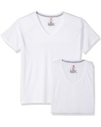 Hanes V Neck White T Shirts for Men 