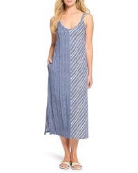 NIC+ZOE - Mixed Strip V-Neck Tank Top Dress Dress Md (Us 8-10) Cotton/Modal - Lyst