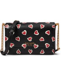 Kate Spade - Morgan Stencil Hearts Embossed Printed Saffiano Leather Flap Chain Wallet - Lyst