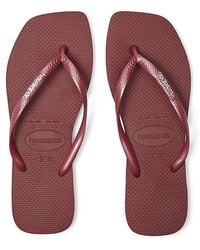 Havaianas - Slim Square Logo Metallic Flip-Flop Sandals, Rubber - Lyst