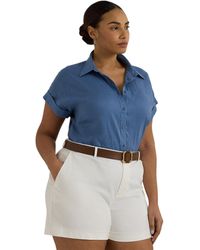 Lauren by Ralph Lauren - Plus-size Linen Dolman-sleeve Shirt - Lyst