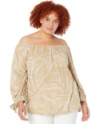 MICHAEL Michael Kors Cotton Plus Size Palm Flare Sleeve Top in 